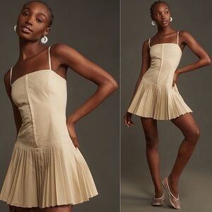 Anthropologie Mare Mare Square-Neck Pleated Mini Dress Size Medium NWT